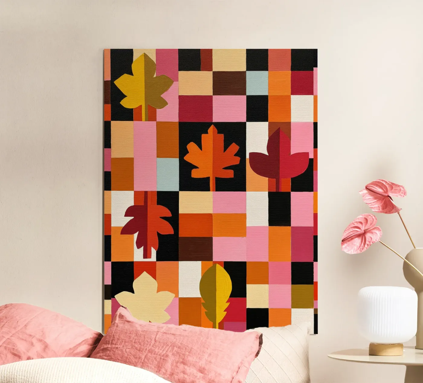 Herfststemming | Abstracte patchwork-quiltkunst poster van Autofocus