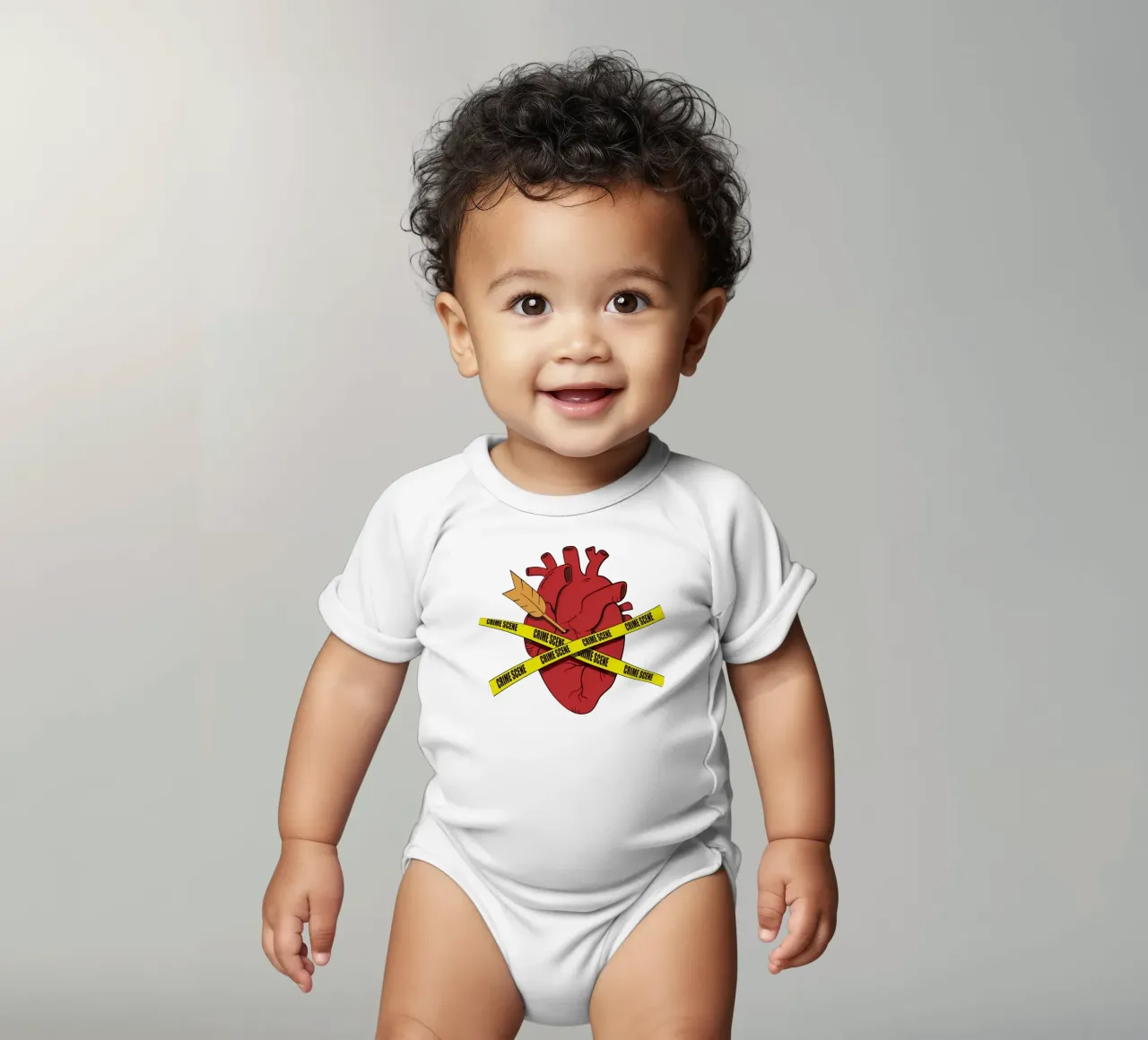 Herz-Tatort Kurzarm Babybody von Loobs