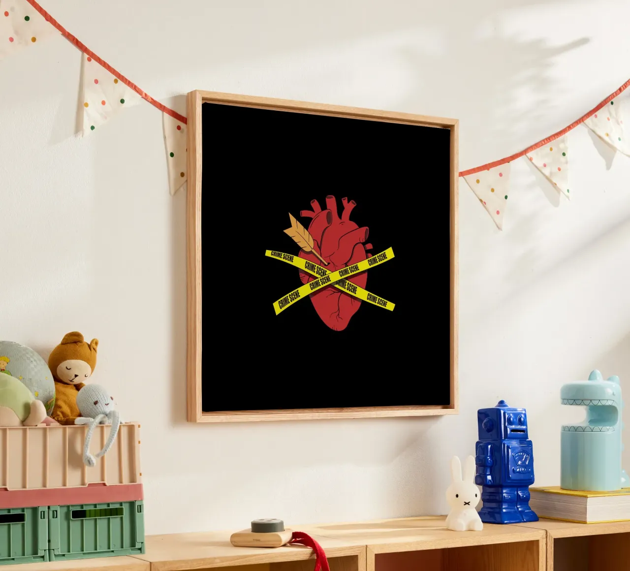 Heart Crime Scene canvas with Floater frame by Loobs
