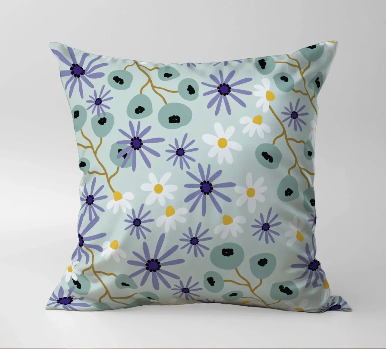 Pattern Abstract blue Flowers cuscino da Illustration Raissa Oltmanns