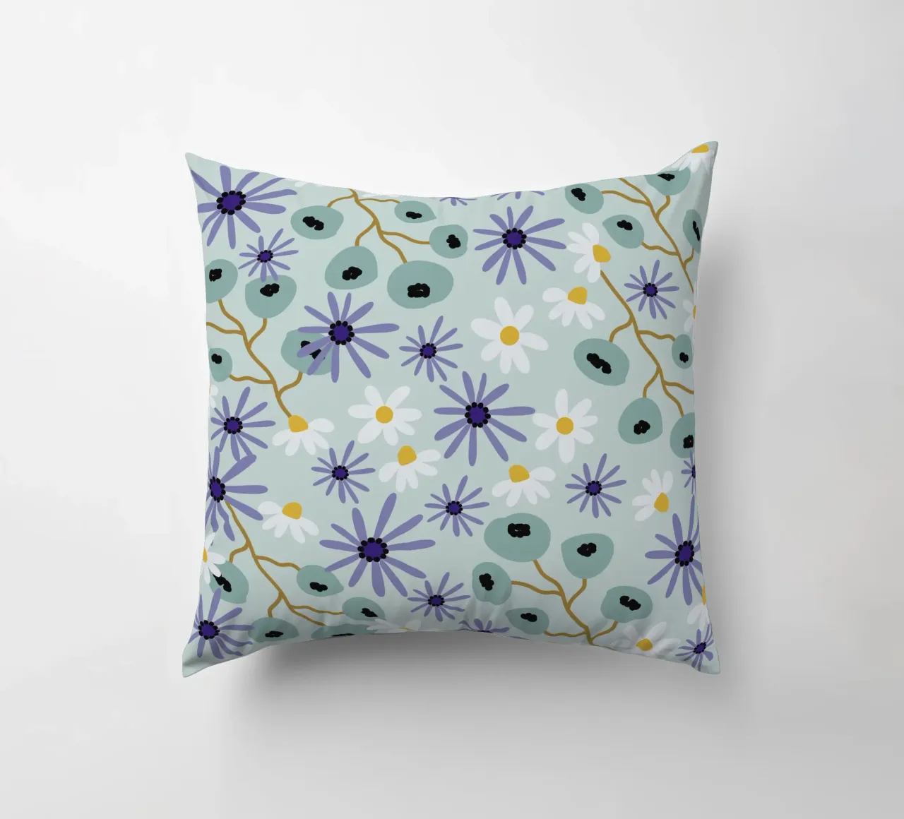 Pattern Abstract blue Flowers cuscino da Illustration Raissa Oltmanns