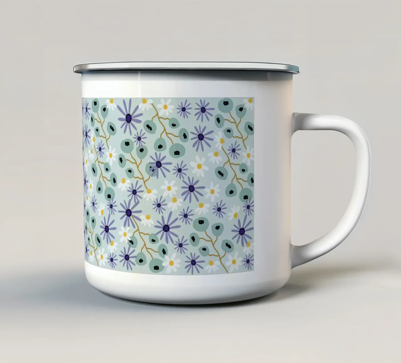 Pattern Abstract blue Flowers tazza in smalto da Illustration Raissa Oltmanns