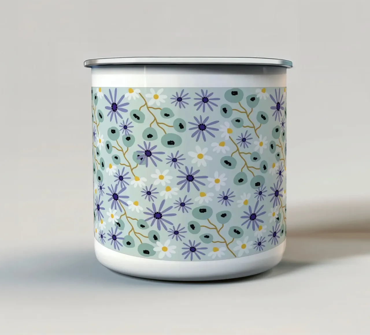 Pattern Abstract blue Flowers tazza in smalto da Illustration Raissa Oltmanns