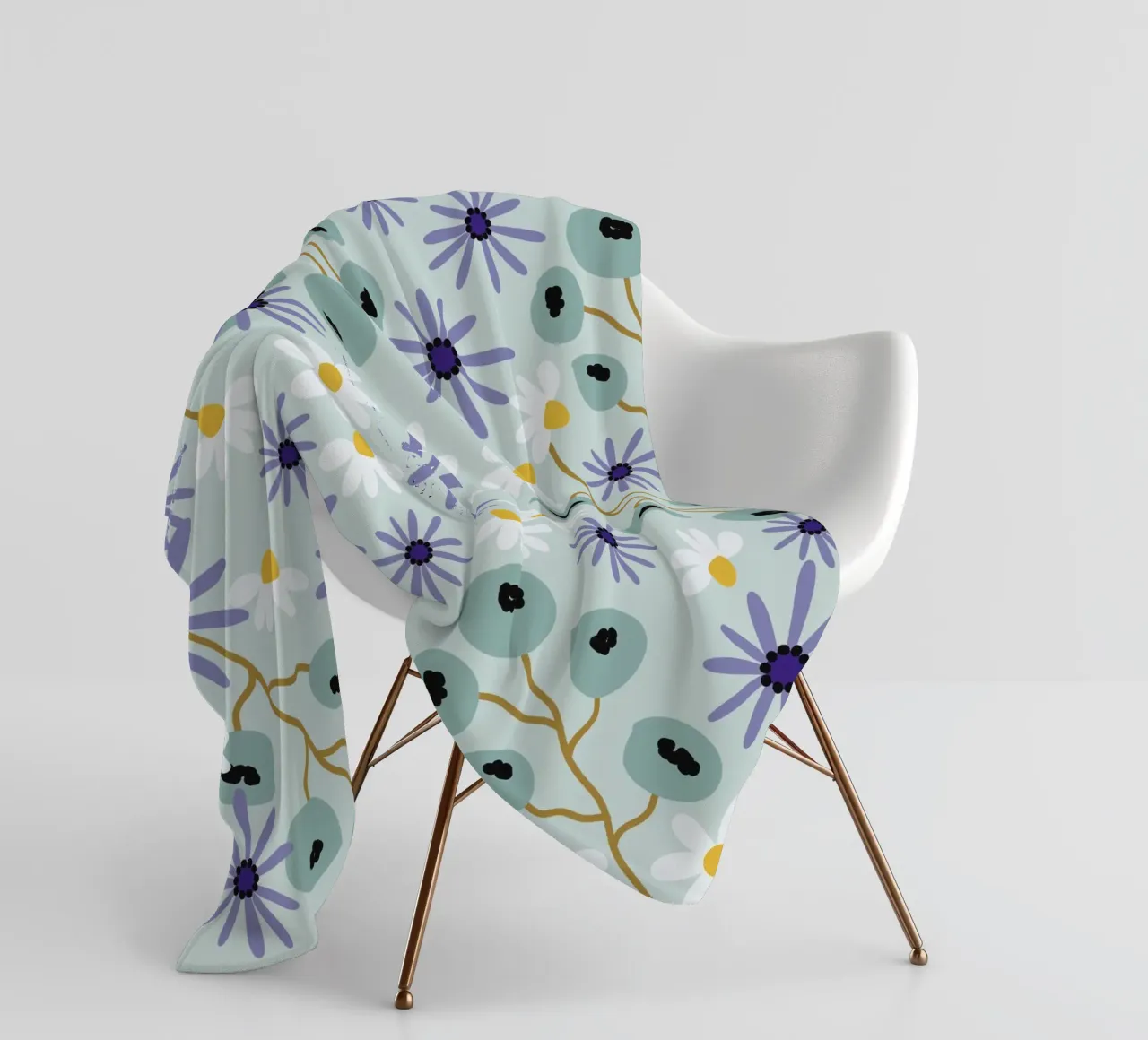Pattern Abstract blue Flowers coperta in pile da Illustration Raissa Oltmanns