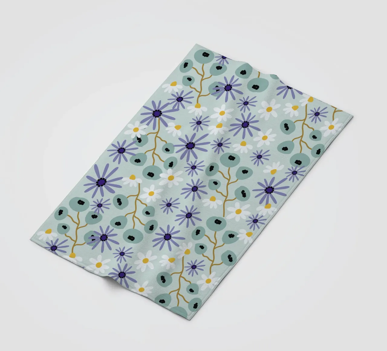 Pattern Abstract blue Flowers coperta in pile da Illustration Raissa Oltmanns