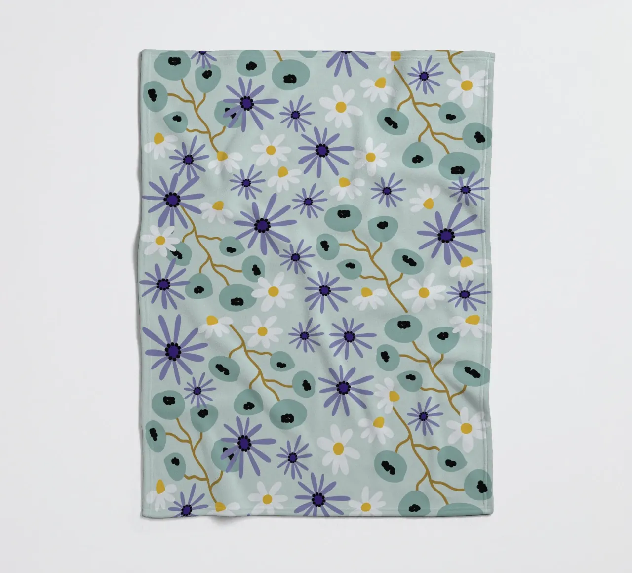Pattern Abstract blue Flowers coperta in pile da Illustration Raissa Oltmanns