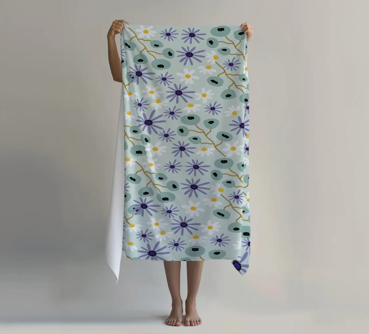 Pattern Abstract blue Flowers telo mare da Illustration Raissa Oltmanns