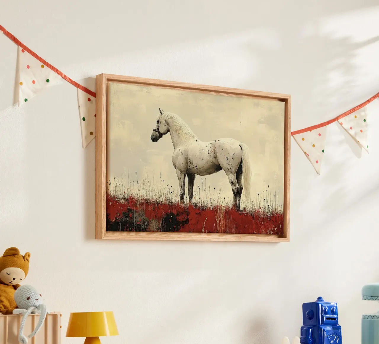 The legend of the steppe: a hero from the wilderness canvas with Floater frame by Nikis Art Studio