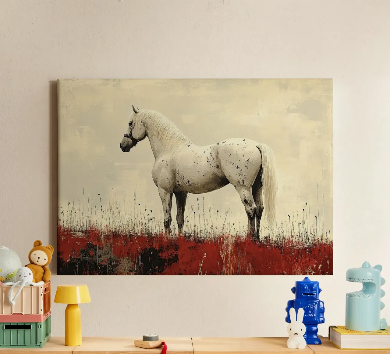 The legend of the steppe: a hero from the wilderness canvas with Floater frame by Nikis Art Studio