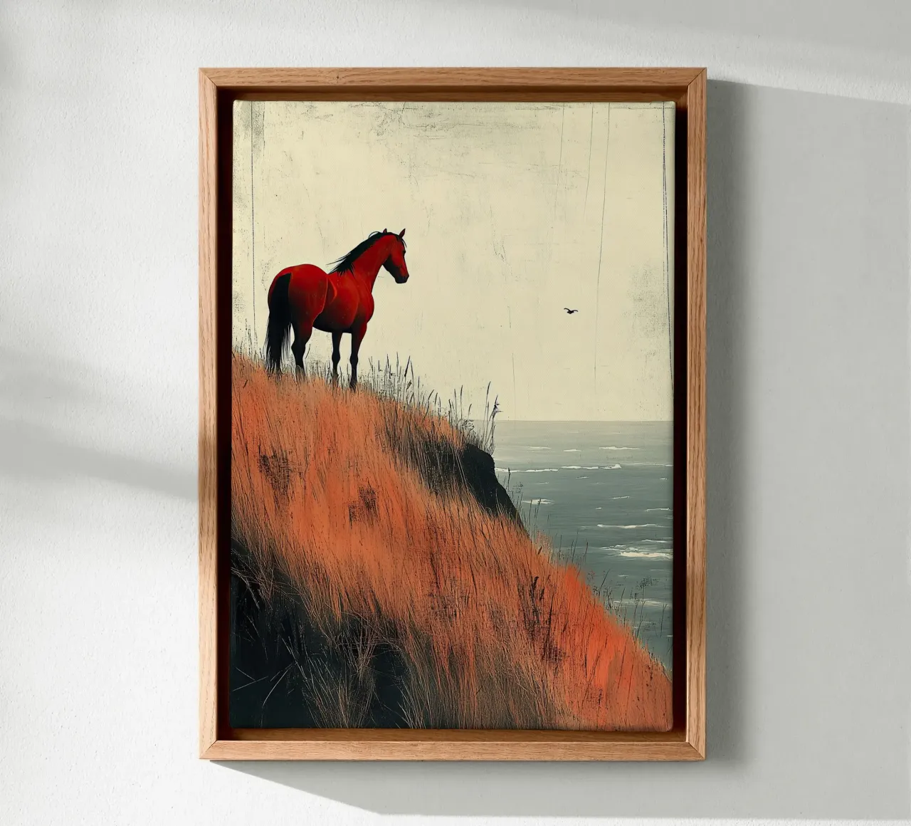 Cavallo in riva al mare tela con Cornice a cassetta da Nikis Art Studio