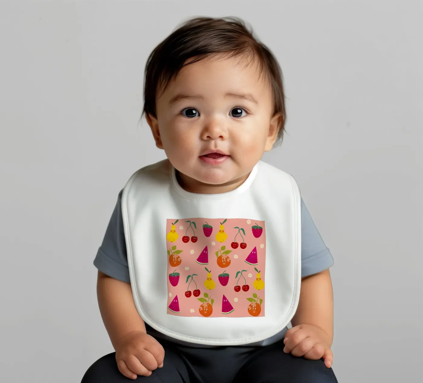 Pattern Fruit Gang baby slabbetje van Illustration Raissa Oltmanns