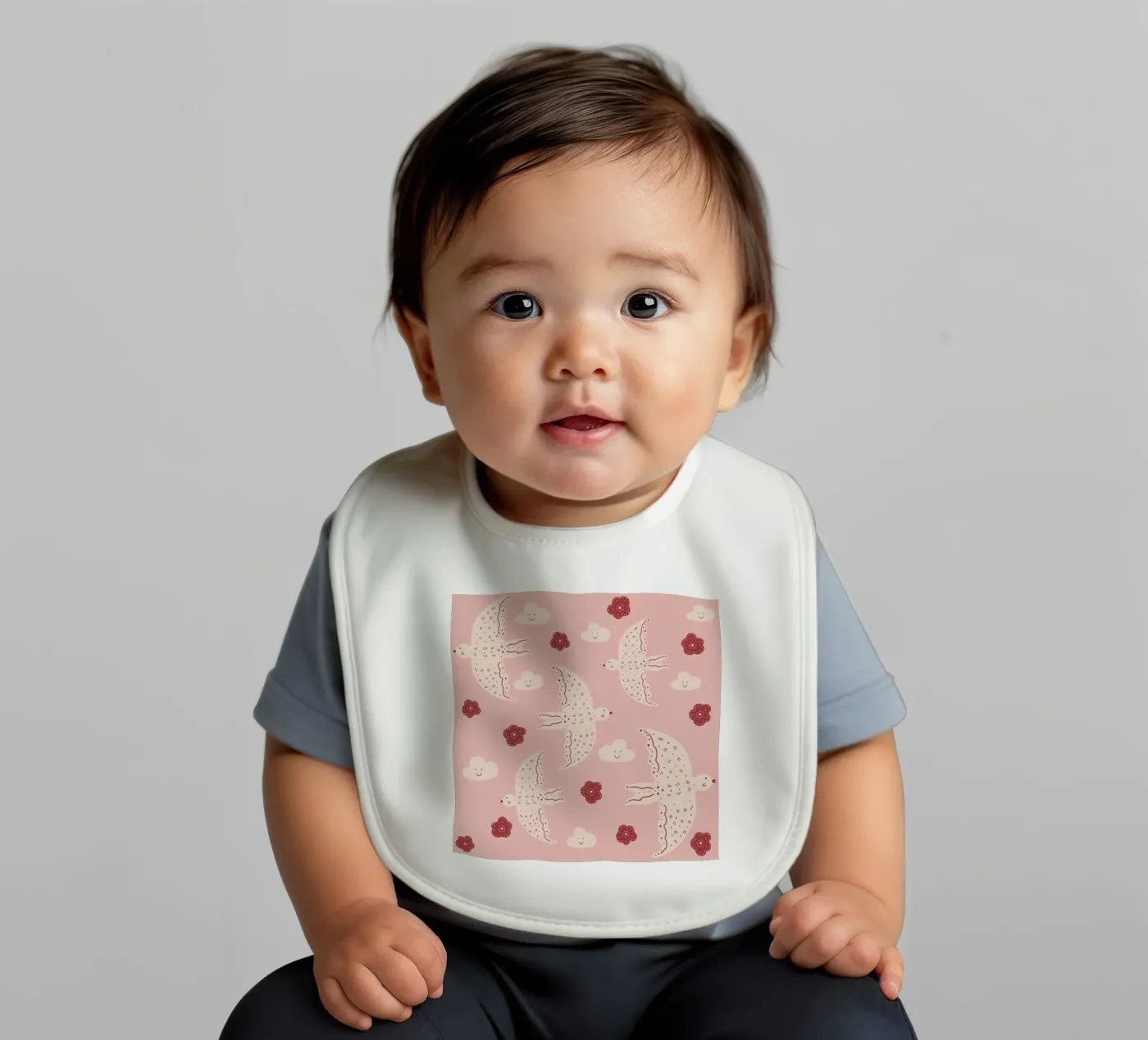 Pattern Abstract Birds baby bib by Illustration Raissa Oltmanns