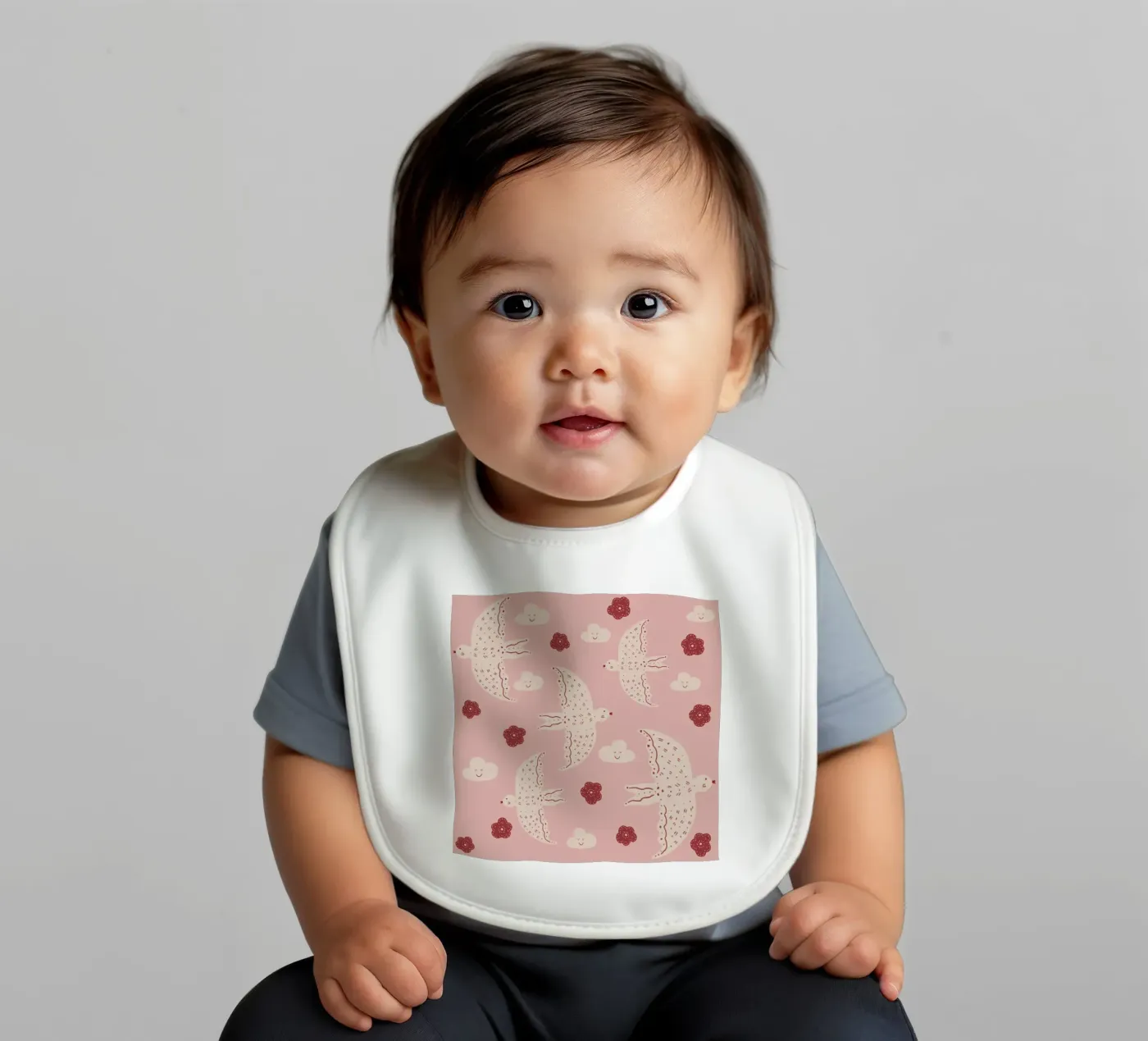 Pattern Abstract Birds baby bib by Illustration Raissa Oltmanns