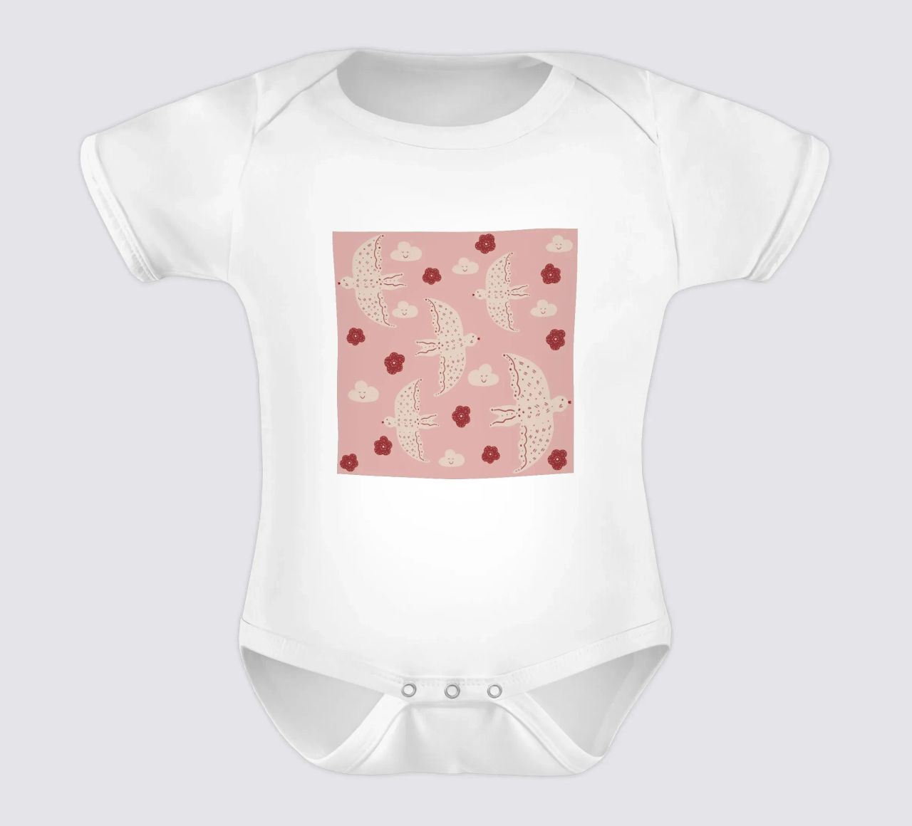 Pattern Abstract Birds Kurzarm Babybody von Illustration Raissa Oltmanns