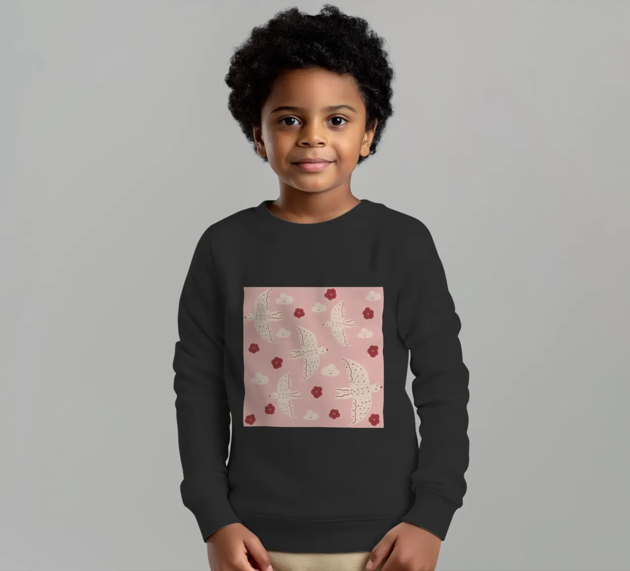 Pattern Abstract Birds felpa bambino da Illustration Raissa Oltmanns