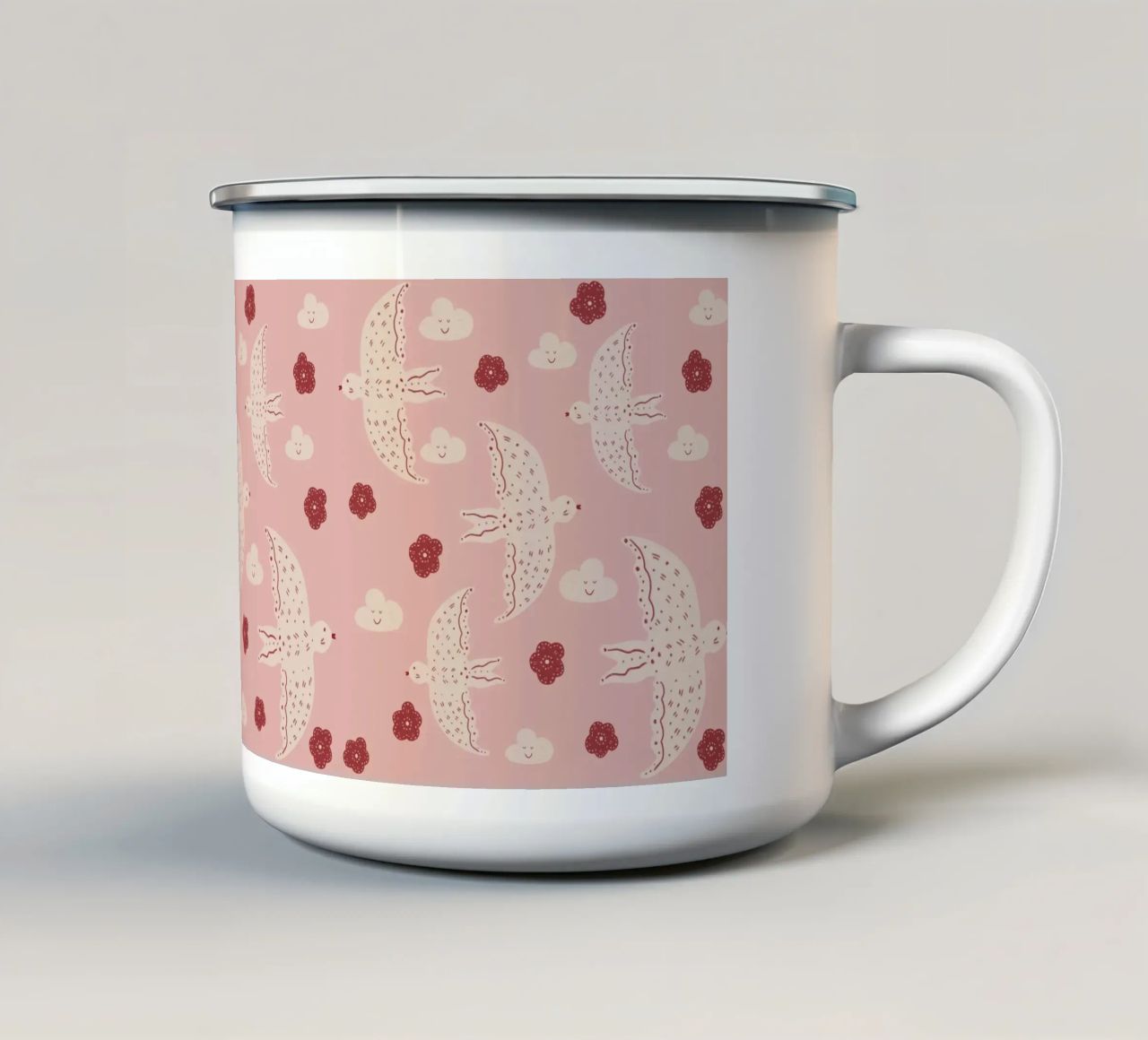 Pattern Abstract Birds tazza in smalto da Illustration Raissa Oltmanns