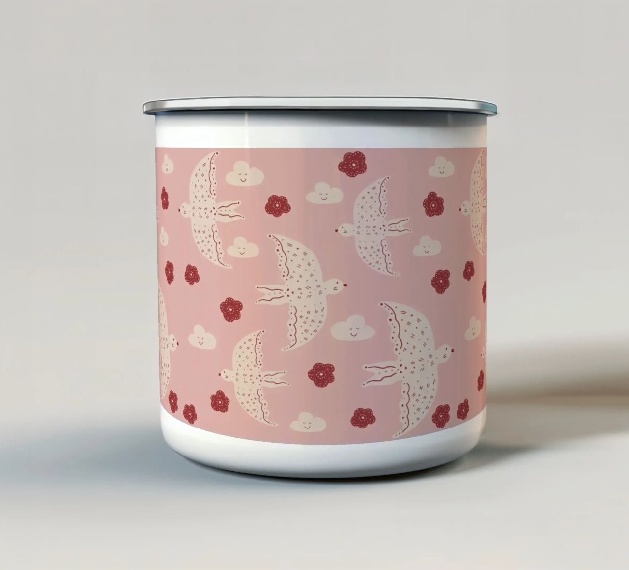 Pattern Abstract Birds tazza in smalto da Illustration Raissa Oltmanns