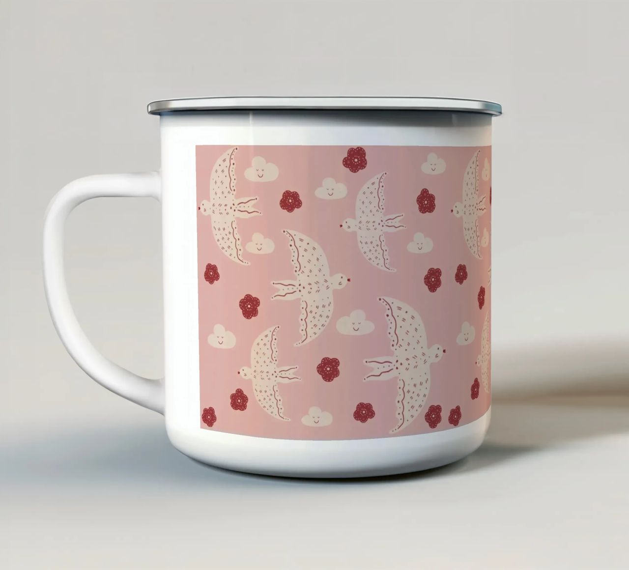 Pattern Abstract Birds tazza in smalto da Illustration Raissa Oltmanns