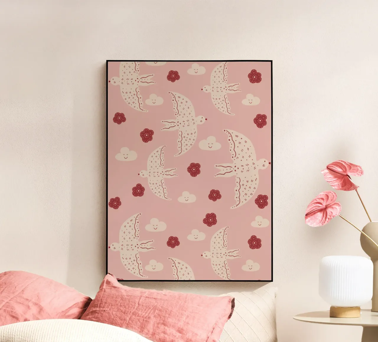 Pattern Abstract Birds metacrilato de Illustration Raissa Oltmanns