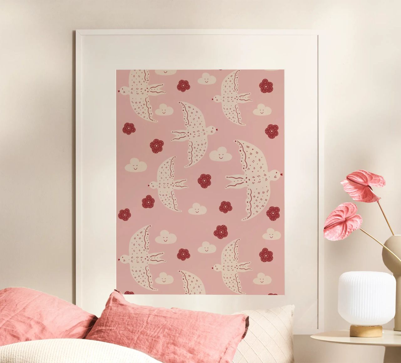 Pattern Abstract Birds Poster von Illustration Raissa Oltmanns