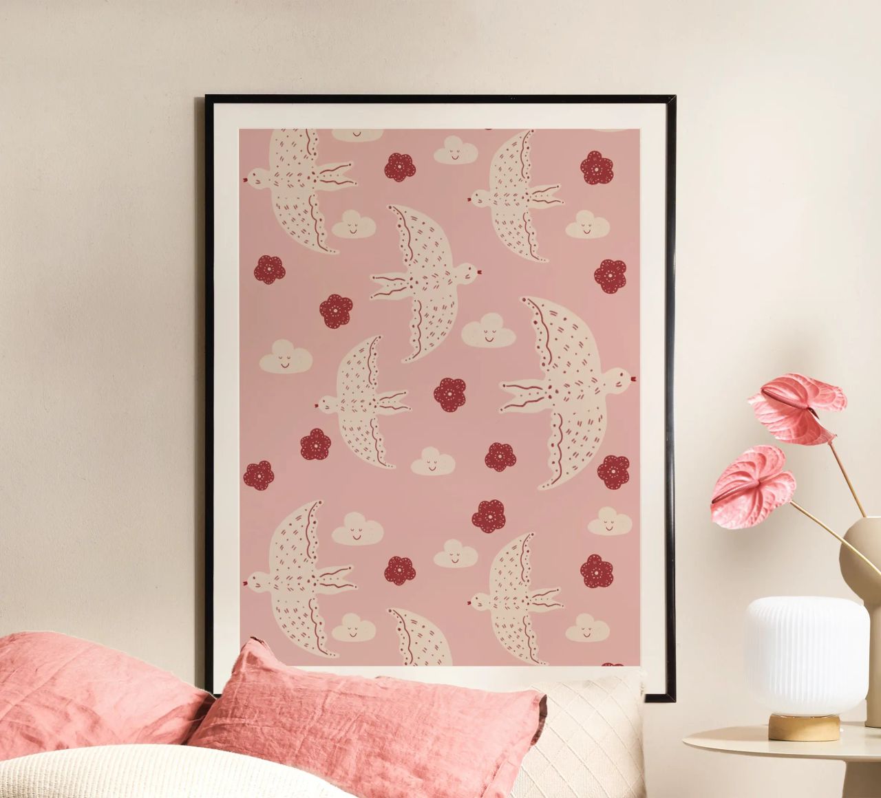 Pattern Abstract Birds Poster von Illustration Raissa Oltmanns