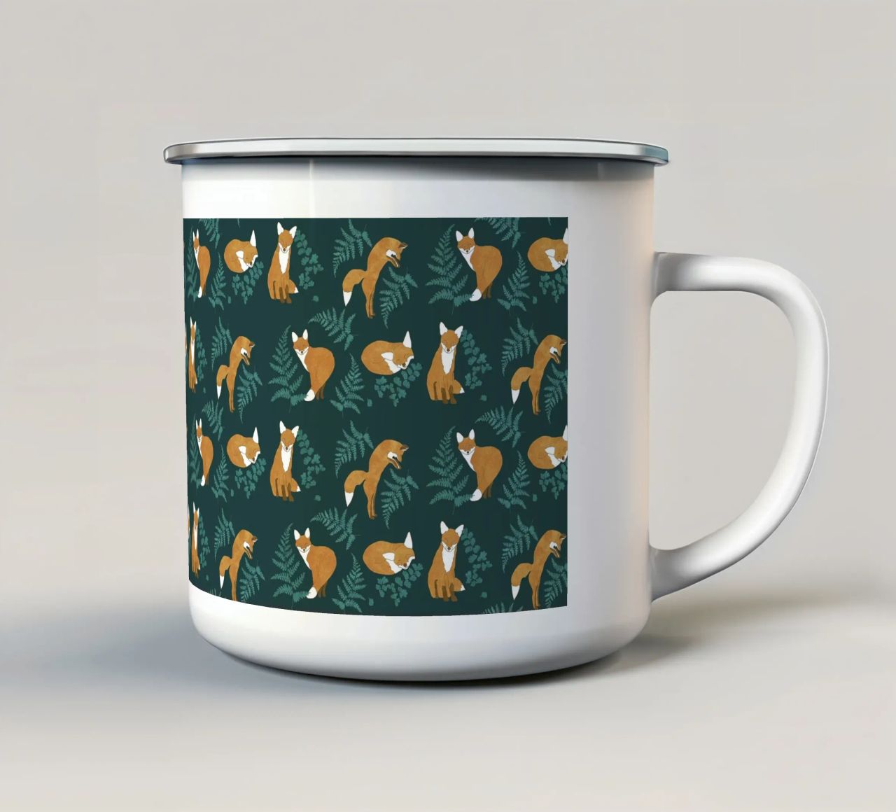Volpe curiosa tazza in smalto da Illustration Raissa Oltmanns