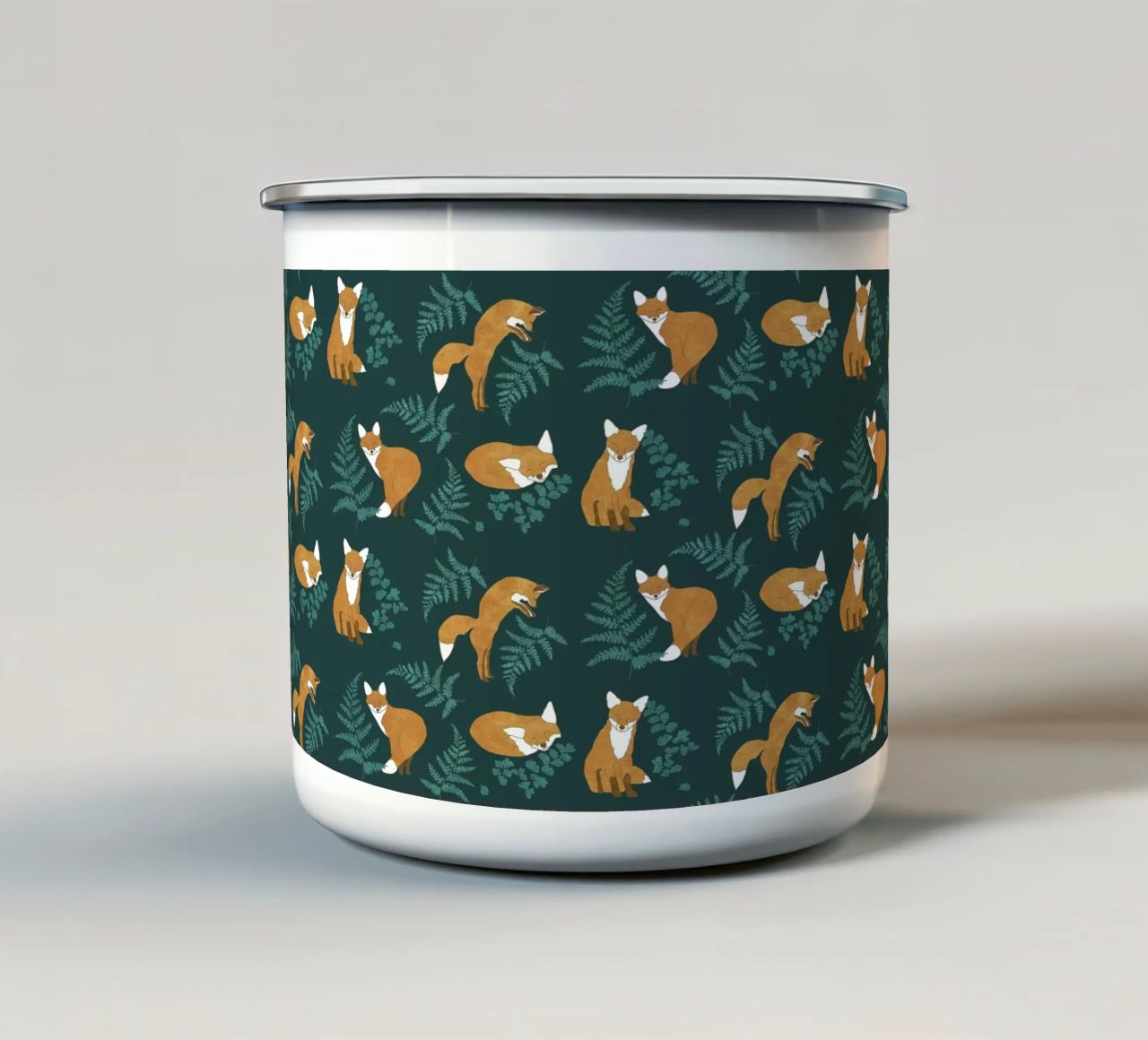 Volpe curiosa tazza in smalto da Illustration Raissa Oltmanns