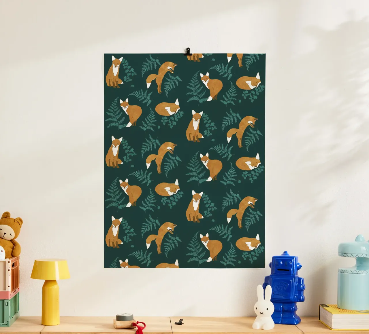 Volpe curiosa poster con telaio in alluminio da Illustration Raissa Oltmanns