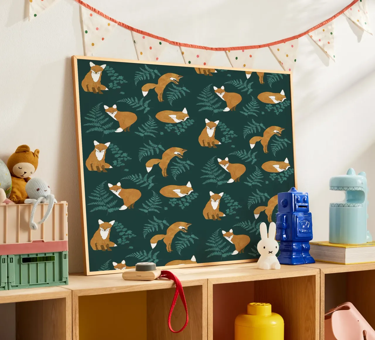Volpe curiosa poster con telaio in alluminio da Illustration Raissa Oltmanns