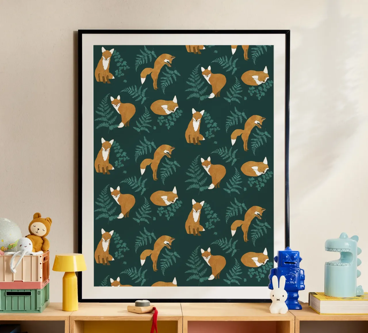 Volpe curiosa poster con telaio in alluminio da Illustration Raissa Oltmanns