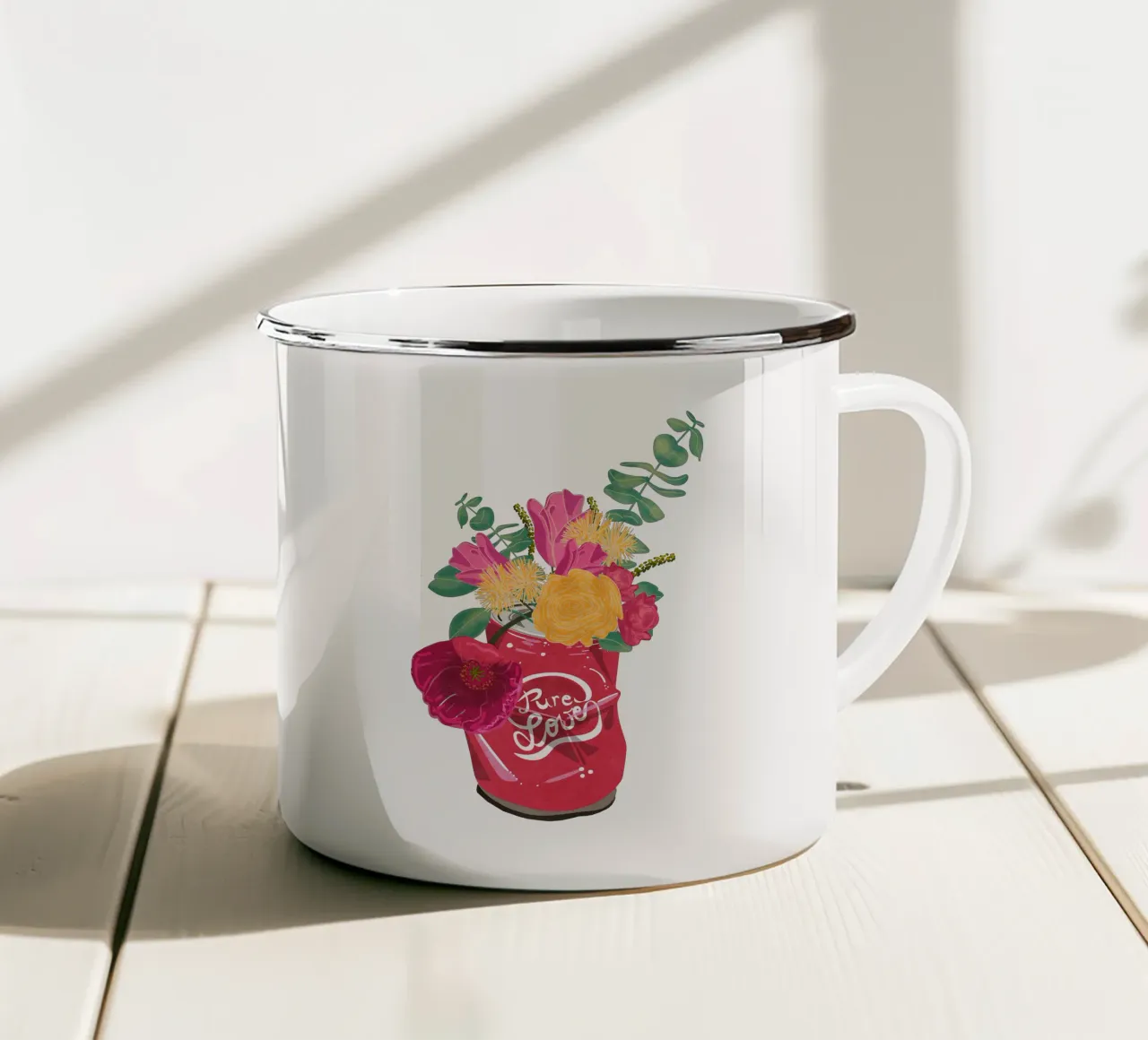 Fiori in barattolo tazza in smalto da Illustration Raissa Oltmanns