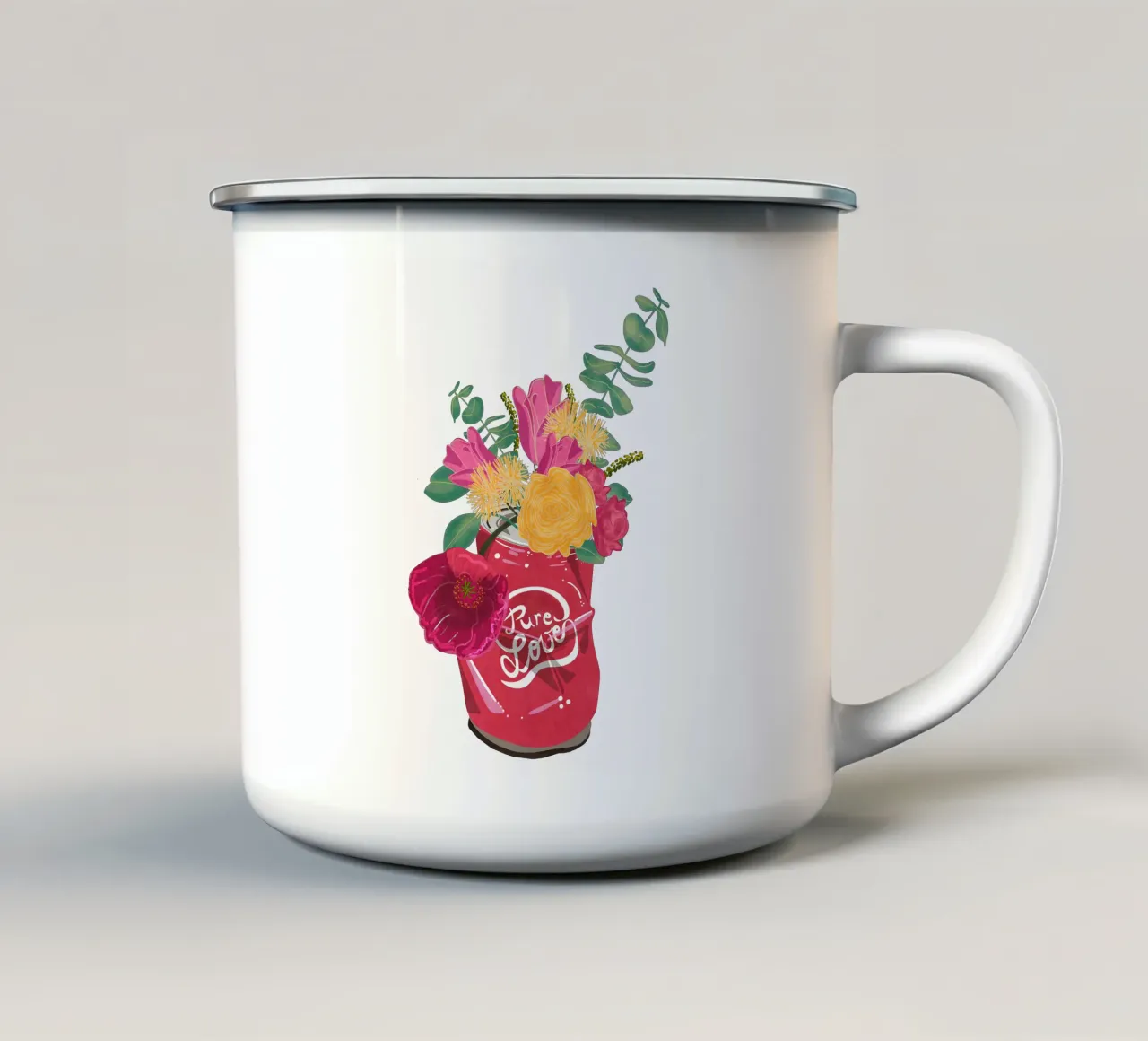 Fiori in barattolo tazza in smalto da Illustration Raissa Oltmanns