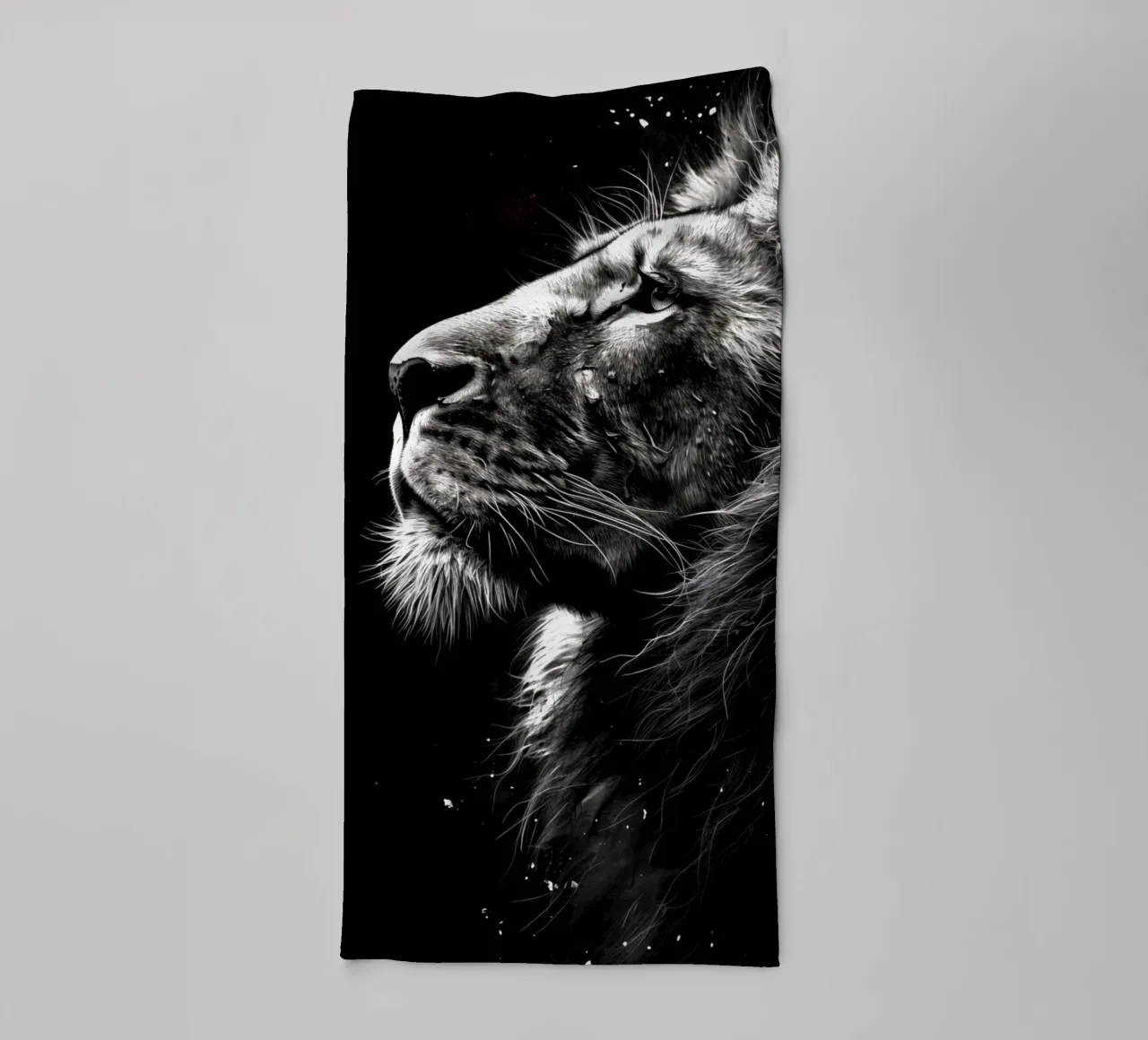 Black and white lion animal art towel by Justyna Jaszke JBJart