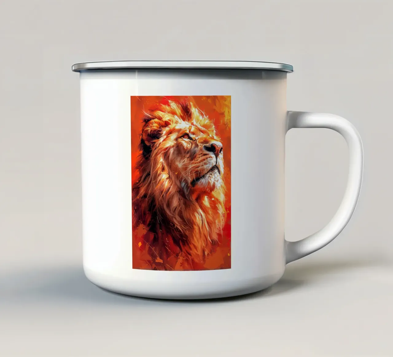 Leone animale d'arte tazza in smalto da Justyna Jaszke JBJart