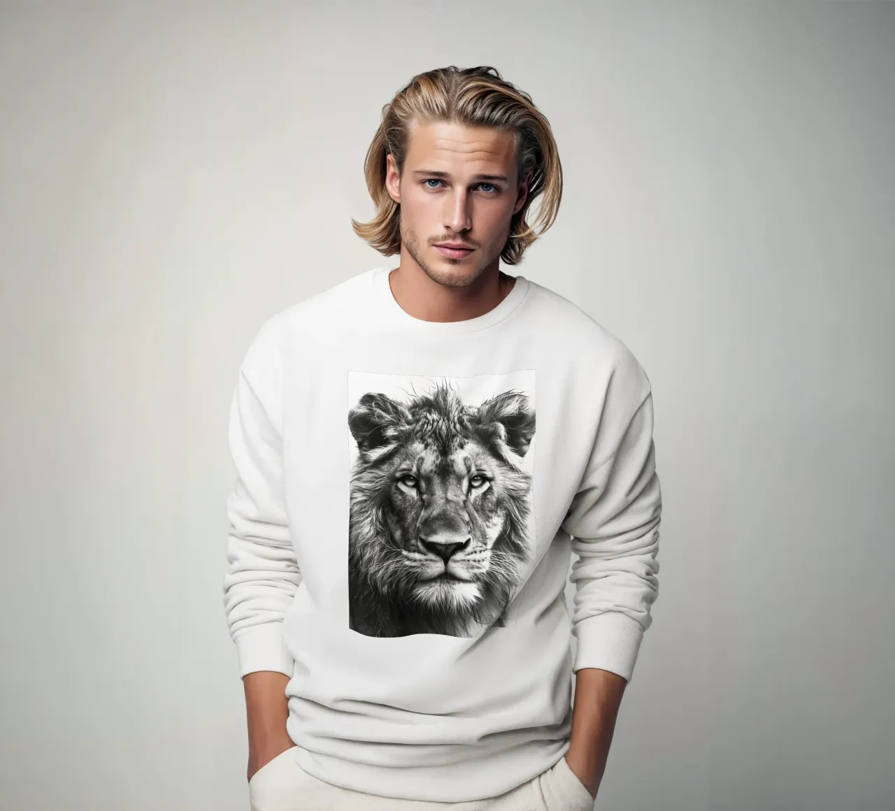Leone in bianco e nero felpa da Justyna Jaszke JBJart