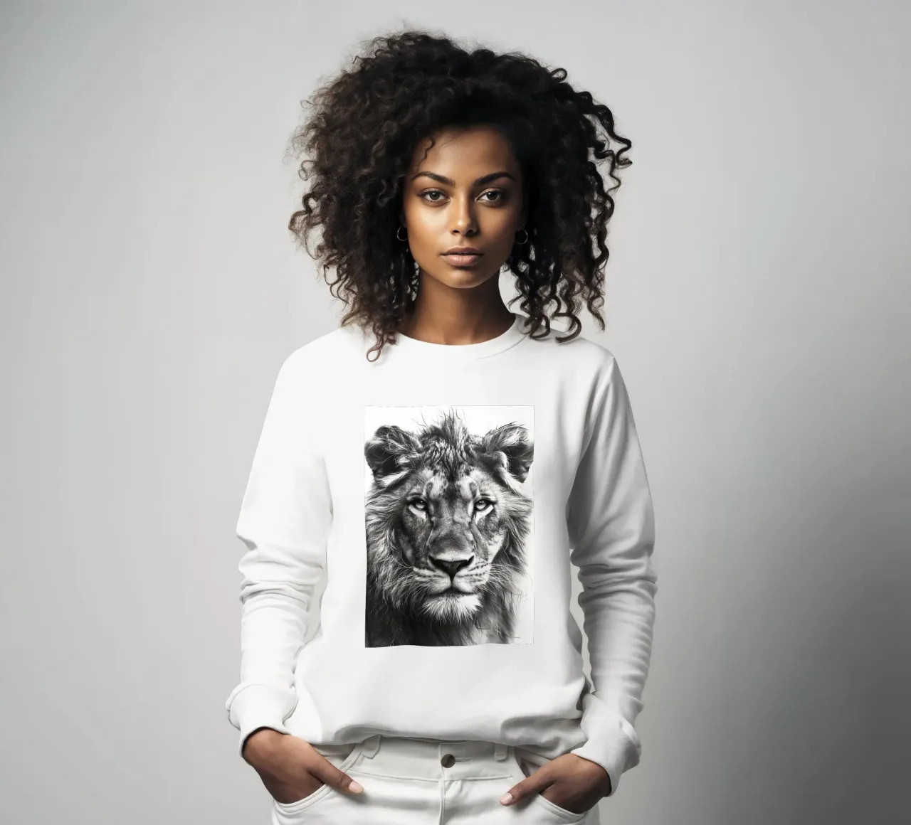 Leone in bianco e nero felpa da Justyna Jaszke JBJart