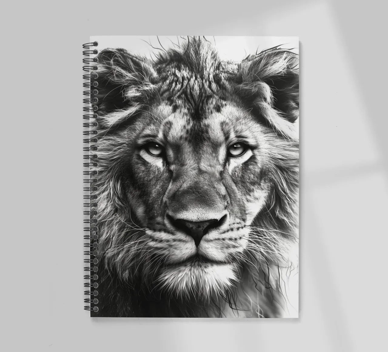 Lion black and white art spiral notebook by Justyna Jaszke JBJart