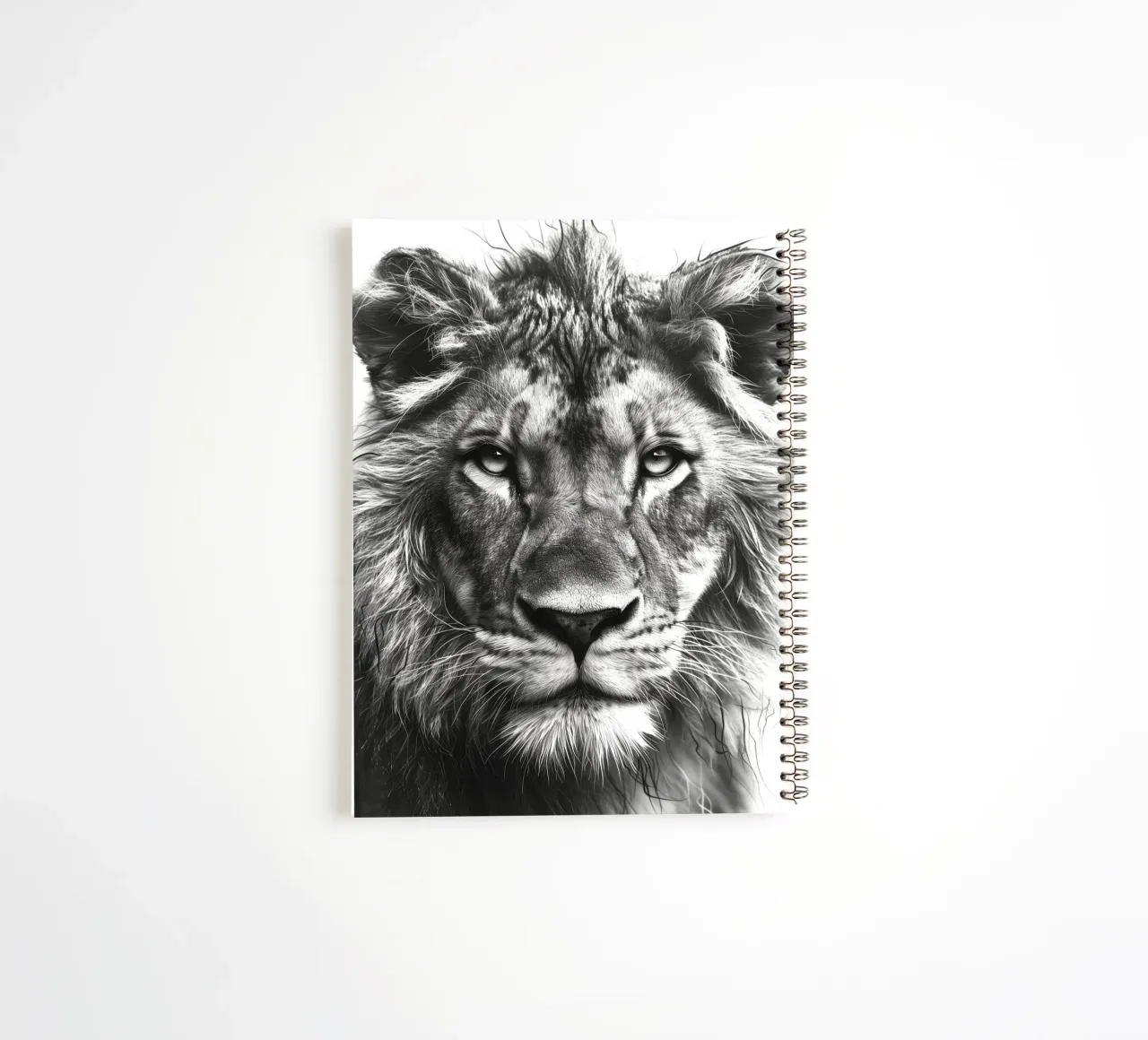 Lion black and white art spiral notebook by Justyna Jaszke JBJart