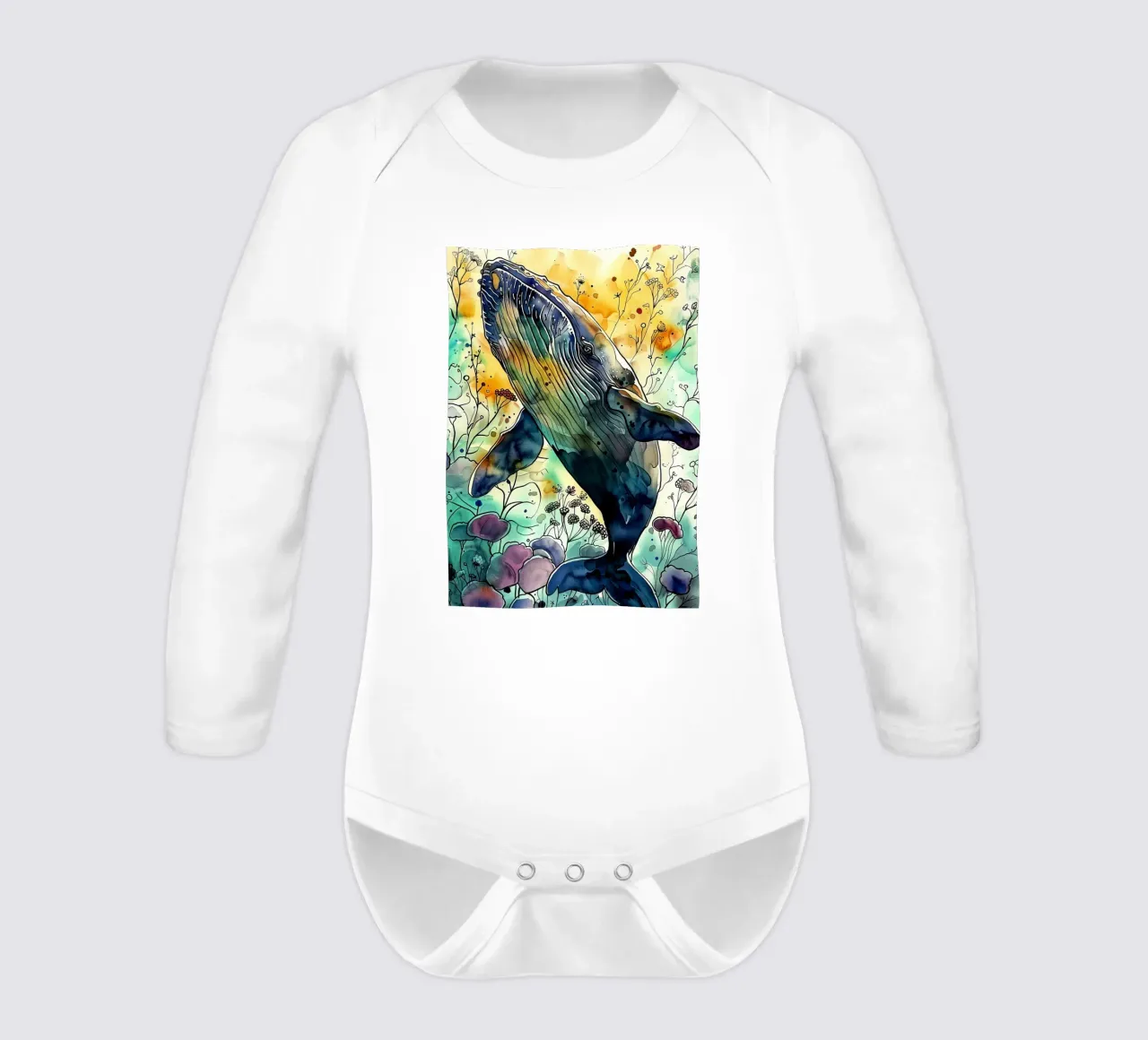 Art animalier de la baleine body manches longues de Justyna Jaszke JBJart