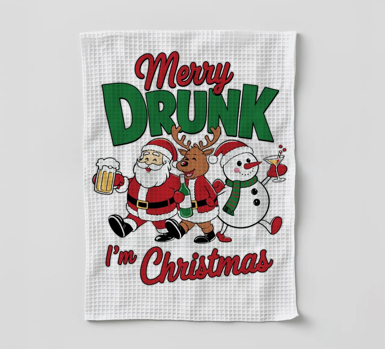 Merry Drunk I'm Christmas canovaccio da cucina da edsonramosart