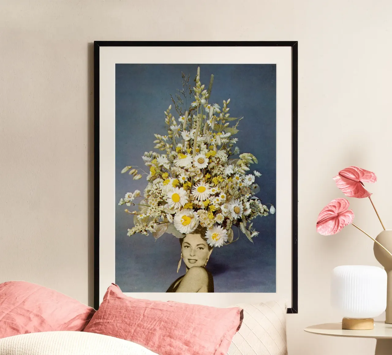 Moda floreale poster con telaio in legno da Cassia Beck Collage