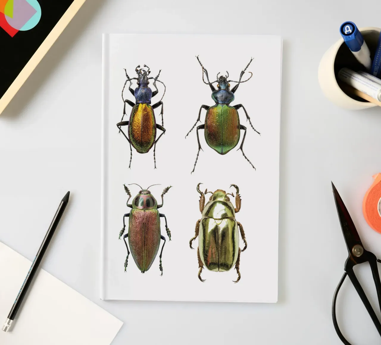 Glimmering Jewels: Four Shimmering Beetles notebook by Curious Collections by Marielle Leenders