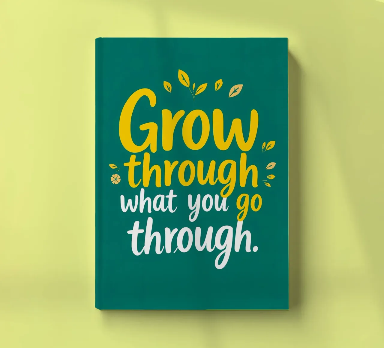 Grow Through notebook by inspirational quote