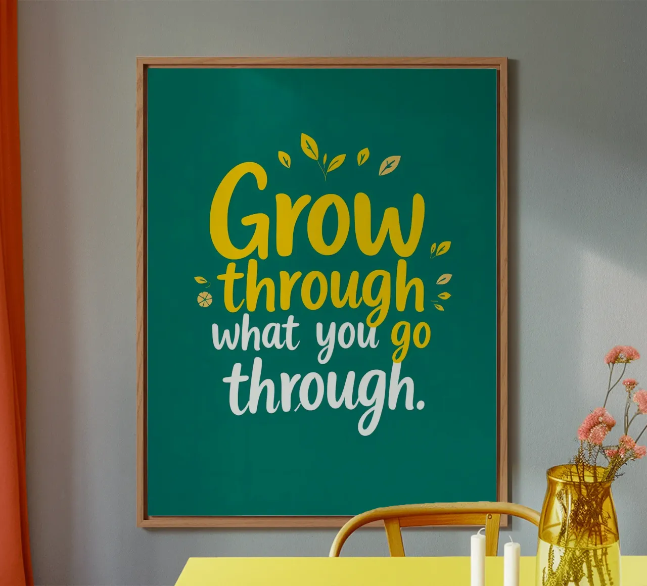 Crescere attraverso alluminio dibond da inspirational quote