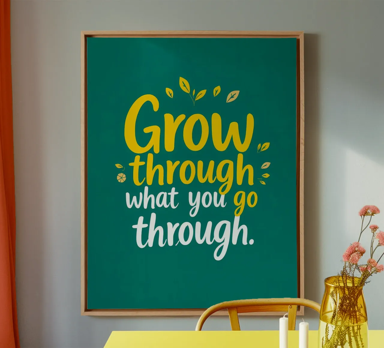 Crescere attraverso tela con Cornice a cassetta da inspirational quote