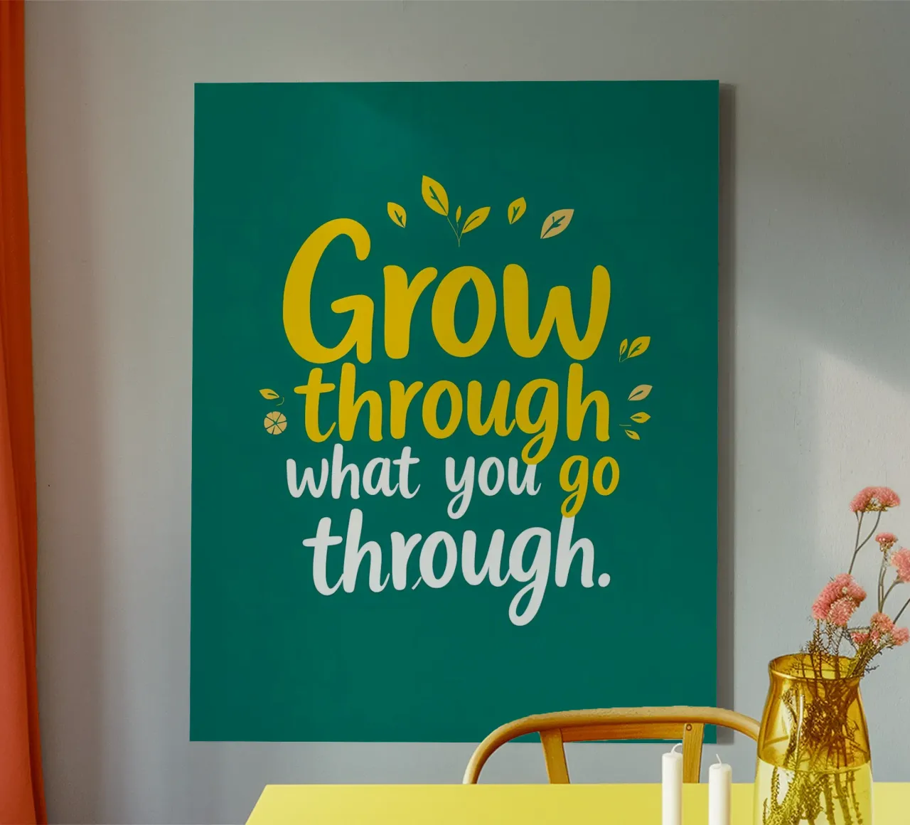 Crescere attraverso tela con Cornice a cassetta da inspirational quote
