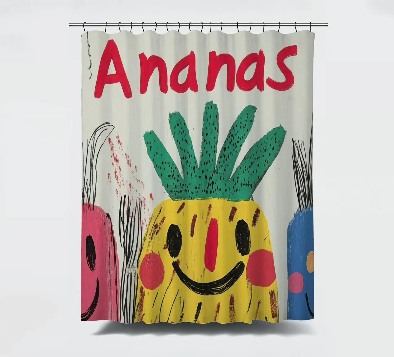 Ananas Joyeux tenda da doccia da Pop and Fruits - Affiches & posters