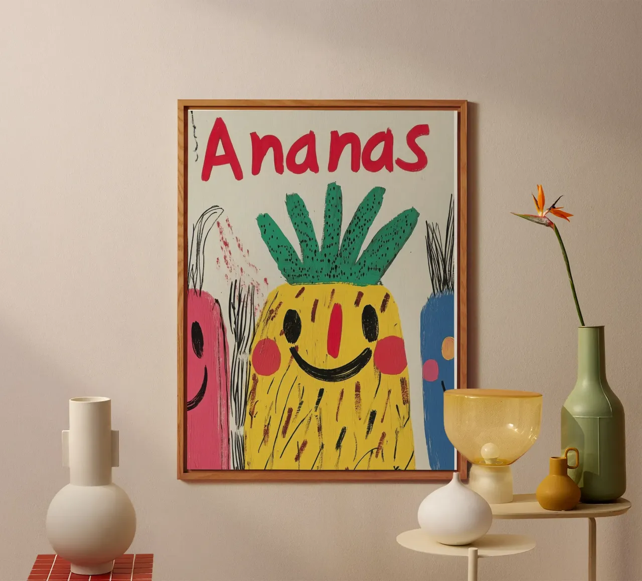 Ananas Joyeux alluminio dibond da Pop and Fruits - Affiches & posters