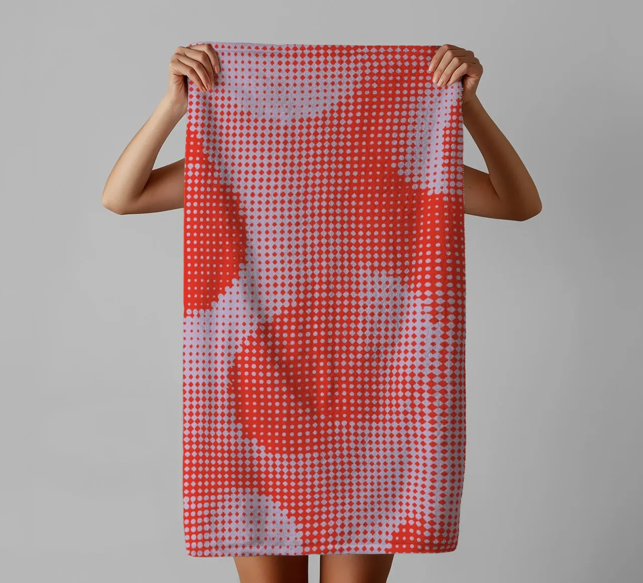 Grid Pattern - Lilac Red towel by Malou-Studio