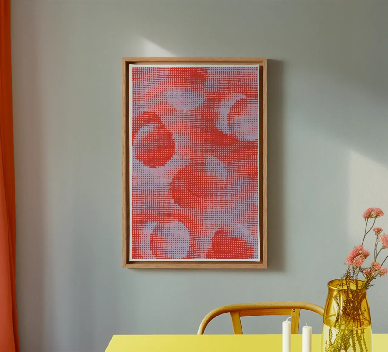 Grid Pattern - Lilac Red canvas with Floater frame by Malou-Studio